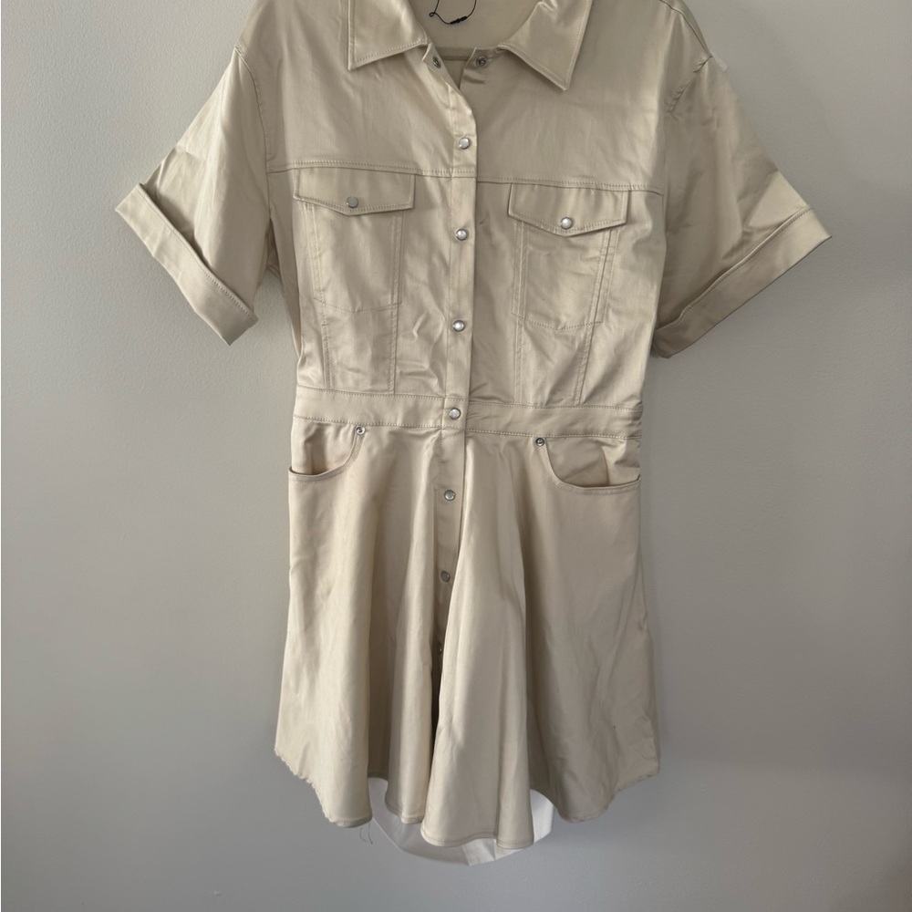 Zara Khaki Short Sleeve Dress - Picture 7 of 10